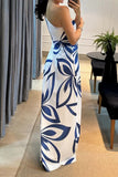 Zjkrl - Sexy Geometric Print Metal Accessories Decoration Oblique Collar Printed Dresses