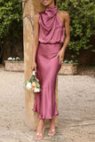 ZJKRL - Elegant Solid Fold Turtleneck One Step Skirt Dresses(5 Colors)