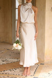 ZJKRL - Elegant Solid Fold Turtleneck One Step Skirt Dresses(5 Colors)