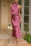 ZJKRL - Elegant Solid Fold Turtleneck One Step Skirt Dresses(5 Colors)