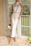 ZJKRL - Elegant Solid Fold Turtleneck One Step Skirt Dresses(5 Colors)