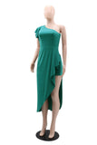Casual Solid Patchwork Backless Oblique Collar Irregular Dresses