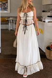 ZJKRL - Sweet Elegant Solid Fold With Bow U Neck Sleeveless Two Pieces