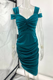 ZJKRL - Elegant Solid Fold V Neck One Step Skirt Dresses(3 Colors)