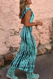 ZJKRL - Casual Bohemian Geometric Print Backless Hooded Collar One Step Skirt Dresses(No Belt)
