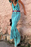 ZJKRL - Casual Bohemian Geometric Print Backless Hooded Collar One Step Skirt Dresses(No Belt)