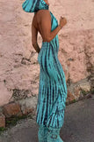 ZJKRL - Casual Bohemian Geometric Print Backless Hooded Collar One Step Skirt Dresses(No Belt)