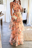 ZJKRL  -  Bohemian College Gradual Change Tie-dye Halter Cake Skirt Dresses