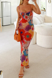 ZJKRL - Sexy Flowers Print Patchwork One Step Skirt Dresses