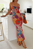 ZJKRL - Sexy Flowers Print Patchwork One Step Skirt Dresses