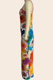 ZJKRL - Sexy Flowers Print Patchwork One Step Skirt Dresses