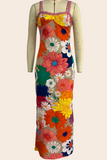 ZJKRL - Sexy Flowers Print Patchwork One Step Skirt Dresses