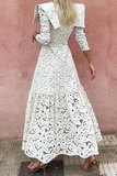 ZJKRL - Elegant Lace Patchwork Half A Turtleneck Waist Skirt Dresses