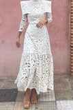 ZJKRL - Elegant Lace Patchwork Half A Turtleneck Waist Skirt Dresses