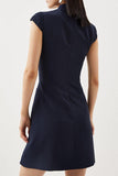 ZJKRL - Elegant Zipper Pleated Mandarin Collar A Line Dresses