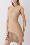 ZJKRL - Elegant Zipper Pleated Mandarin Collar A Line Dresses