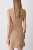 ZJKRL - Elegant Zipper Pleated Mandarin Collar A Line Dresses