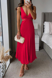 ZJKRL - Summer Social Stain Pleated Cutout Waist Loose Midi(6 Colors)