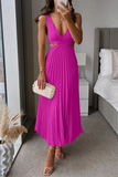 ZJKRL - Summer Social Stain Pleated Cutout Waist Loose Midi(6 Colors)