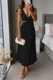 ZJKRL - Summer Social Stain Pleated Cutout Waist Loose Midi(6 Colors)