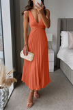 ZJKRL - Summer Social Stain Pleated Cutout Waist Loose Midi(6 Colors)