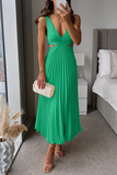 ZJKRL - Summer Social Stain Pleated Cutout Waist Loose Midi(6 Colors)