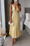 ZJKRL - Summer Social Stain Pleated Cutout Waist Loose Midi(6 Colors)