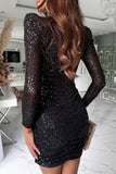 ZJKRL - Sexy Sequins V Neck Wrapped Skirt Dresses(3 Colors)