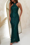 ZJKRL - Sexy Formal Elegant Sequins Backless V Neck Long Dresses(4 Colors)