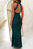 ZJKRL - Sexy Formal Elegant Sequins Backless V Neck Long Dresses(4 Colors)