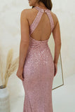 ZJKRL - Sexy Formal Elegant Sequins Backless V Neck Long Dresses(4 Colors)