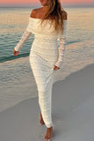 ZJKRL - Elegant Patchwork Backless Off Shoulder Long Dresses