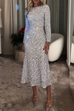 ZJKRL - Elegant Beading Sequined O Neck A Line Dresses(4 Colors)