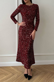 ZJKRL - Elegant Beading Sequined O Neck A Line Dresses(4 Colors)