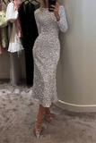 ZJKRL - Elegant Beading Sequined O Neck A Line Dresses(4 Colors)