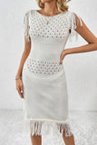 ZJKRL - Casual Hollow Out Tassel O Neck Sweater Dress Dresses