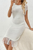 ZJKRL - Casual Hollow Out Tassel O Neck Sweater Dress Dresses