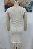 ZJKRL - Casual Hollow Out Tassel O Neck Sweater Dress Dresses