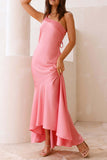 ZJKRL - Elegant Ruffle Sloping Shoulder Long Dresses