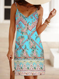 Paisley Print Cami Dress, Boho Holiday Sleeveless V Neck Dress, Women's Clothing