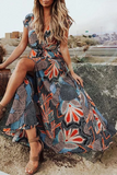 ZJKRL  -  Bohemian V Neck Printed Maxi Dress