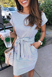ZJKRL  -  Striped Knot Design Grey Midi Dress(5 Colors)