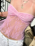Floral Lace Tube Top - Elastic Gathered Design - Versatile Sleeveless Summer Top - Breathable & Comfortable Women's Fashion