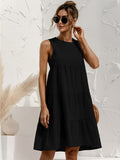 Zjkrl  -  Plus Size Solid Color Crew Neck Dress, Casual Sleeveless Dress For Summer, Women's Plus Size Clothing