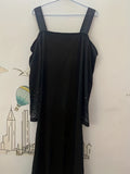 Rhinestone Cold Shoulder Dress, Elegant Long Sleeve Split Dress, Women's Clothing