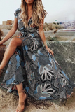 ZJKRL  -  Bohemian V Neck Printed Maxi Dress