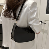 Fashion Solid Color PU Glossy Casual Shoulder Bag with Zipper, Unlined Simple Chic Handbag for Work, Shopping, Gift - White
