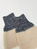 Women's Color Block Fuzzy Knitted Mini Dress - Elegant Drop Shoulder, Lantern Sleeve, Crew Neck, Perfect for Fall & Winter Season
