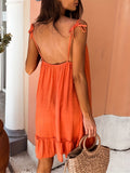 Lightweight Ruffle Hem Backless Cami Dress - Flowy & Versatile for Summer & Spring - Casual Womens All-Season Wardrobe Staple