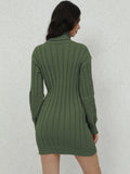 Cozy Ribbed Turtleneck Sweater Dress - Soft, Casual, Long Sleeve, Solid Color, Women's Comfortable Clothing for Daily Wear - Perfect for Fall and Winter Seasons